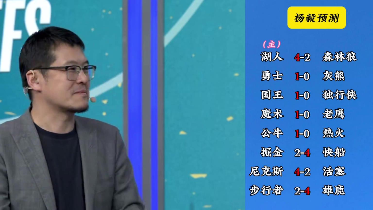 明燈來(lái)了！看看楊毅的季后賽預(yù)測(cè)：湖人4-2狼 快船4-2掘金